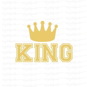 King Varsity PNG – Bold Gold Crown and Letterman Text Sublimation Design for Men’s Shirts, Sportswear, Black History Apparel & Gifts