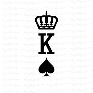 King PNG – Regal Letter K with Crown and Spade Symbol for Sublimation Shirts, Couples Outfits, Casino Party Decor & Matching Royal Gifts