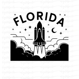 Florida Rocket Launch PNG – Minimalist Space Shuttle Design for Sublimation, STEM Crafts, Space Travel Shirts & Kennedy Gift Ideas