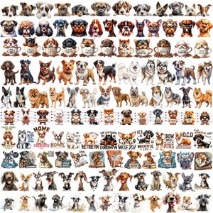 Más de 700 diseños divertidos de perros PNG Mega Bundle Cachorro Acuarela Perro Clipart Diseños de sublimación Raza de perro Archivo PNG Ilustración digital de perro lindo