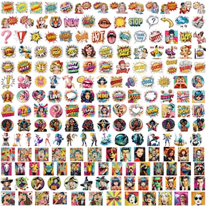 500+ Comic Pop Art PNG Mega Bundle Designs Procreate Comic Pop Art Bubble PopArt Girl Retro Comic Book Sublimation Comic Cartoon Style