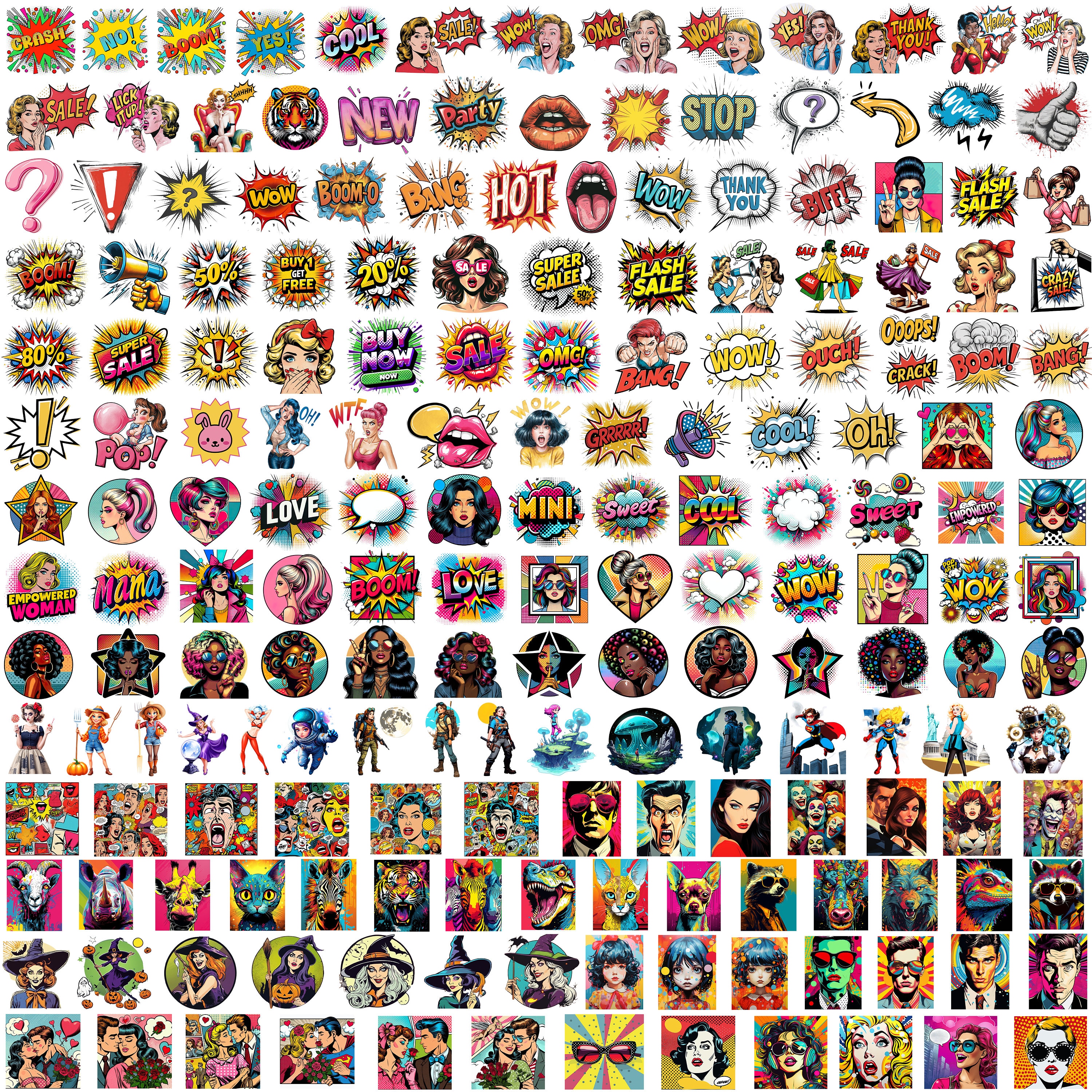 500+ Comic Pop Art PNG Mega Bundle Designs Procreate Comic Pop Art Bubble PopArt Girl Retro Comic Book Sublimation Comic Cartoon Style