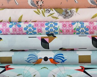 Charley Harper Spring Birds Custom Bundle in Fat Quarters, 6 Total