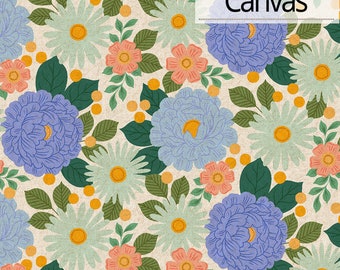 Erin McManness for Cotton + Steel, Wildflora Unbleached Canvas, Floral Daydream Brilliant Blue