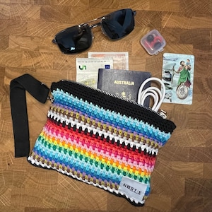 The Scrap Yarn Clutch // Travel Wallet // Makeup Pouch // Colourful Accessory Bag // Vibrant Cotton Handmade Purse // Free UK Shipping