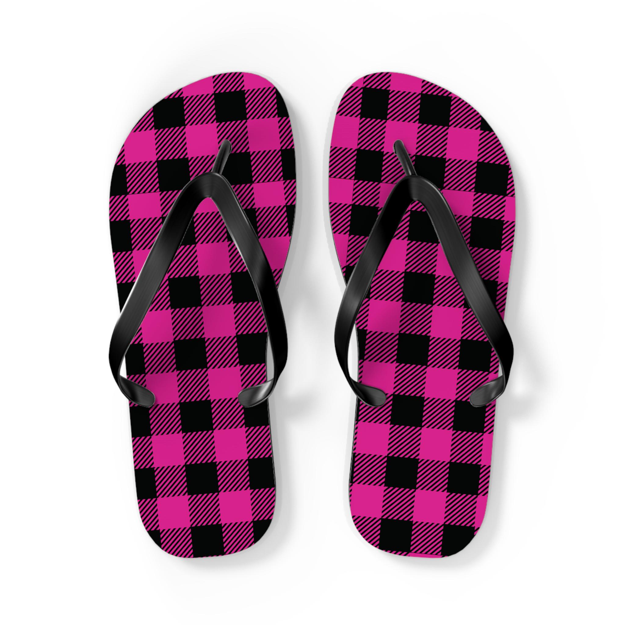 Plaid flip flops clearance