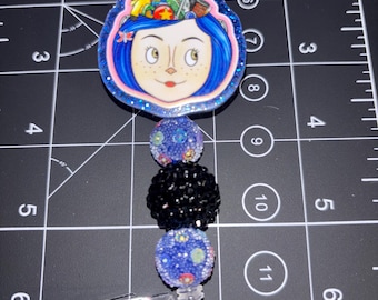 Blue Hair Girl Halloween Badge Reel
