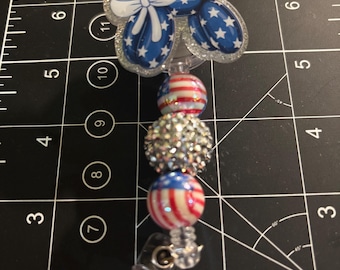 Patriotic American Balloon Dog badge reel