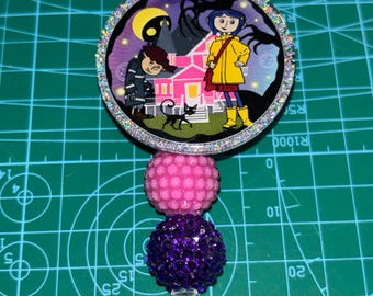 Blue Hair Girl Halloween Badge Reel