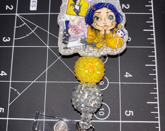 Blue Hair Girl Halloween Badge Reel