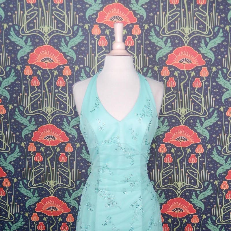 90s slinky glitter dress