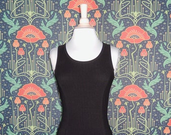 Vintage 90's Y2K Black Fit Flare Skater Mini Knit Tank Grunge Dress