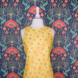 Vintage 90's Y2K Grunge Hippie Yellow Floral Two Layer Mini Dress XS