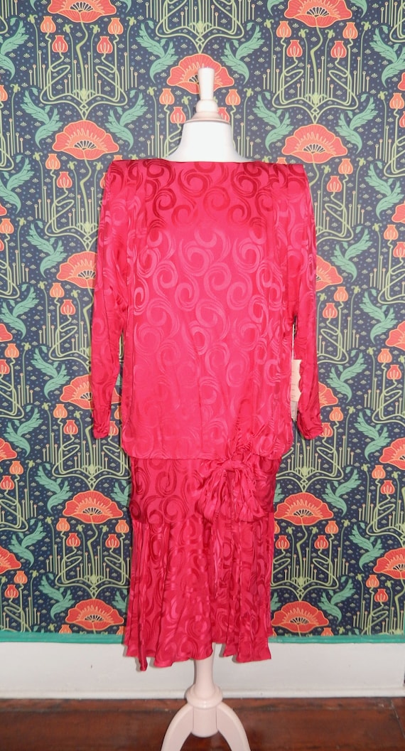 Vintage 80's Argenti Raspberry Pink Silk Drop Wais