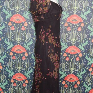 Vintage 90's Y2K Coquette Femme Flirty Whimsigoth Black Floral Silk