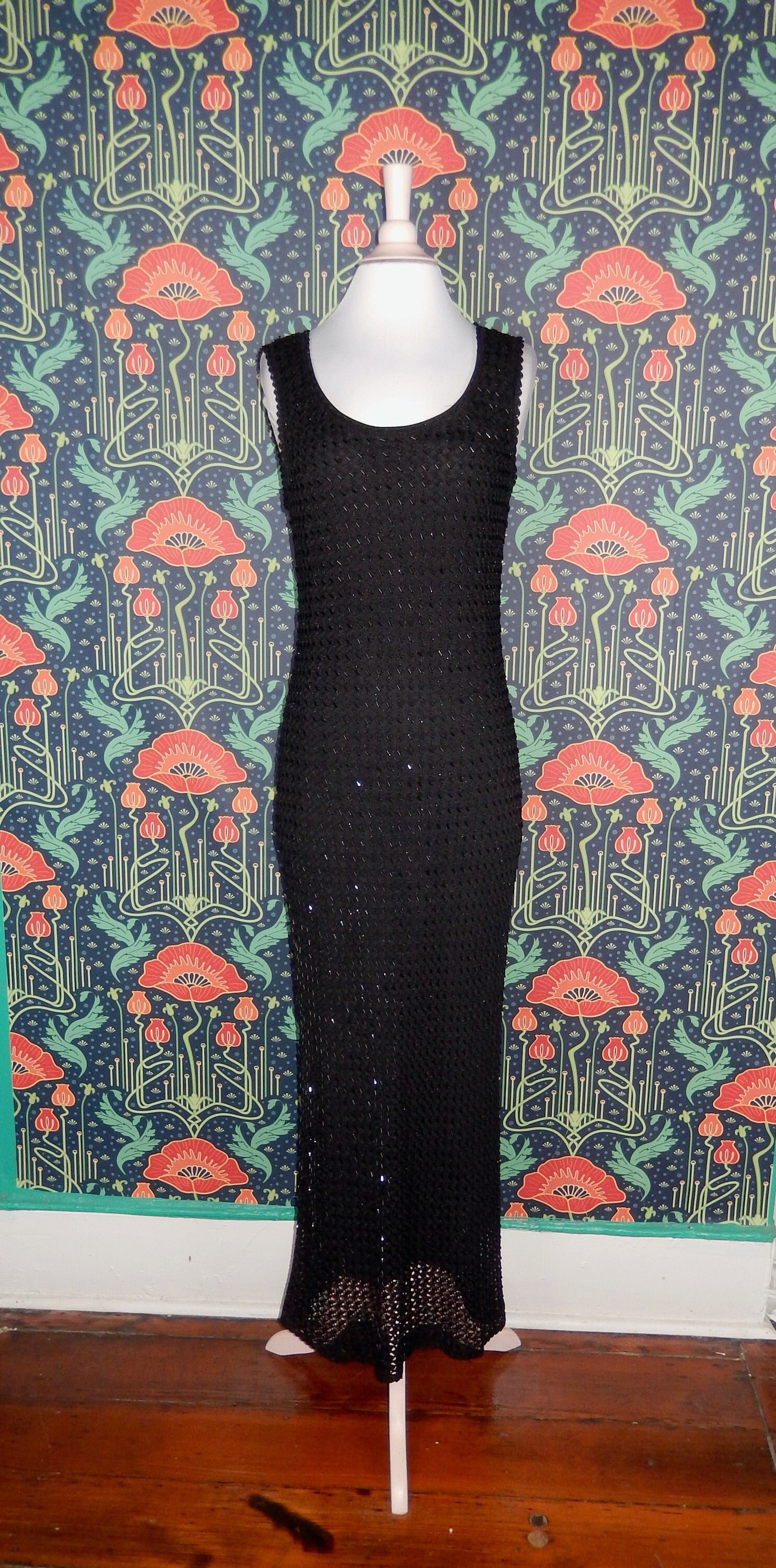 crochet knit beach midi dress in black Beachcomber Crochet Coverup Knit Midi Dress main image 1