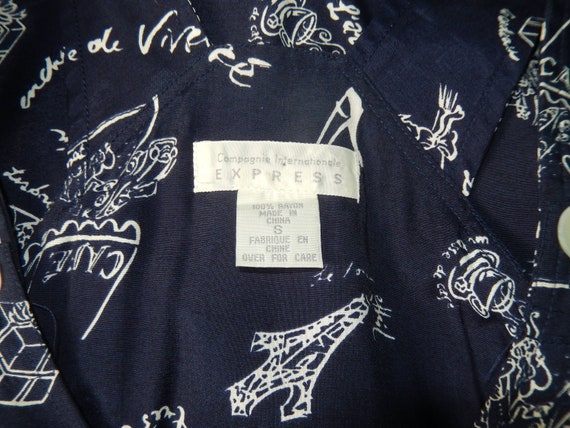 Vintage 90's Y2K Express Navy Paris French Themed… - image 2