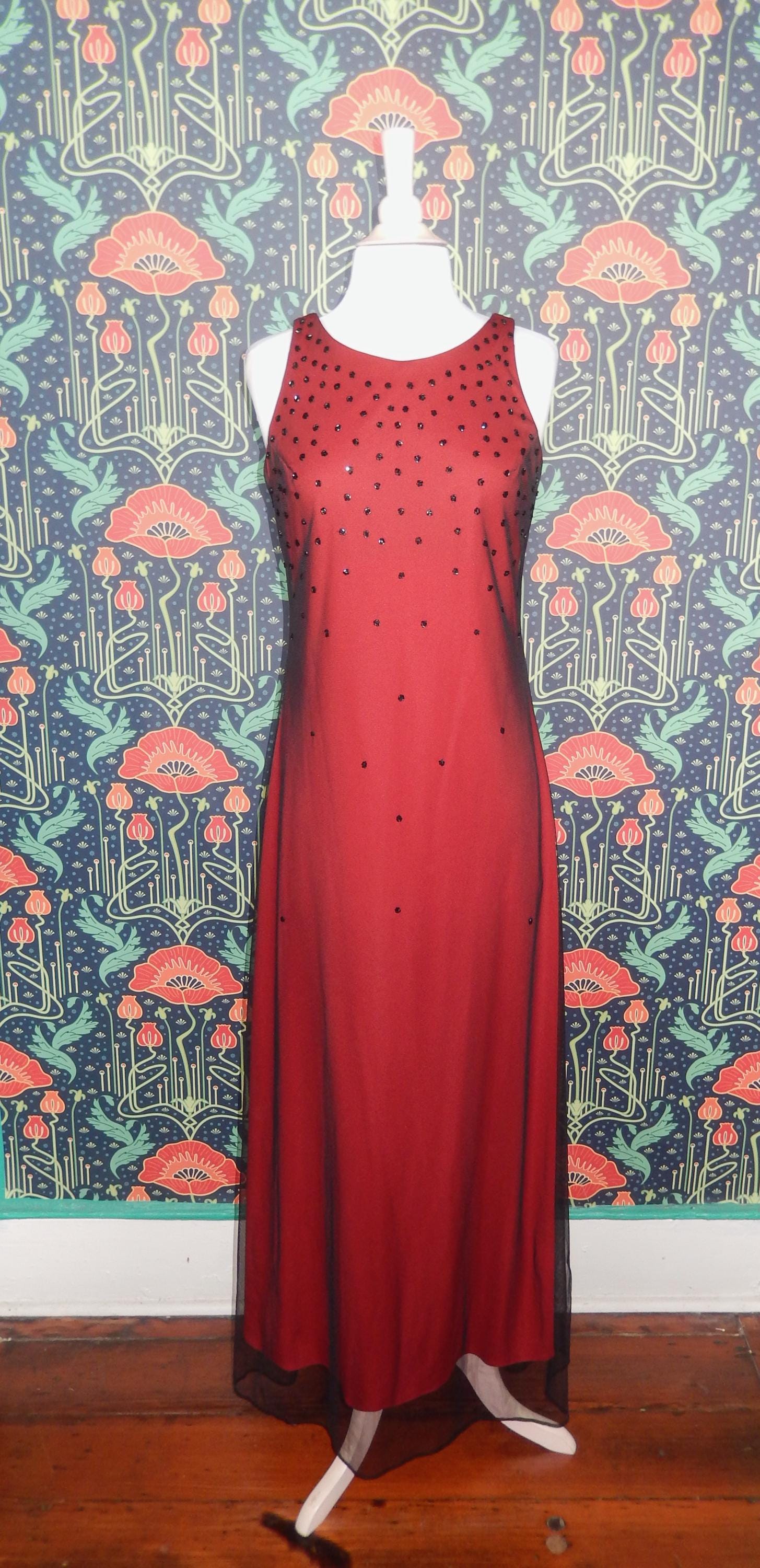 90s Red Black Mesh Dress - Etsy 90s Red Black Mesh Dress - Etsy