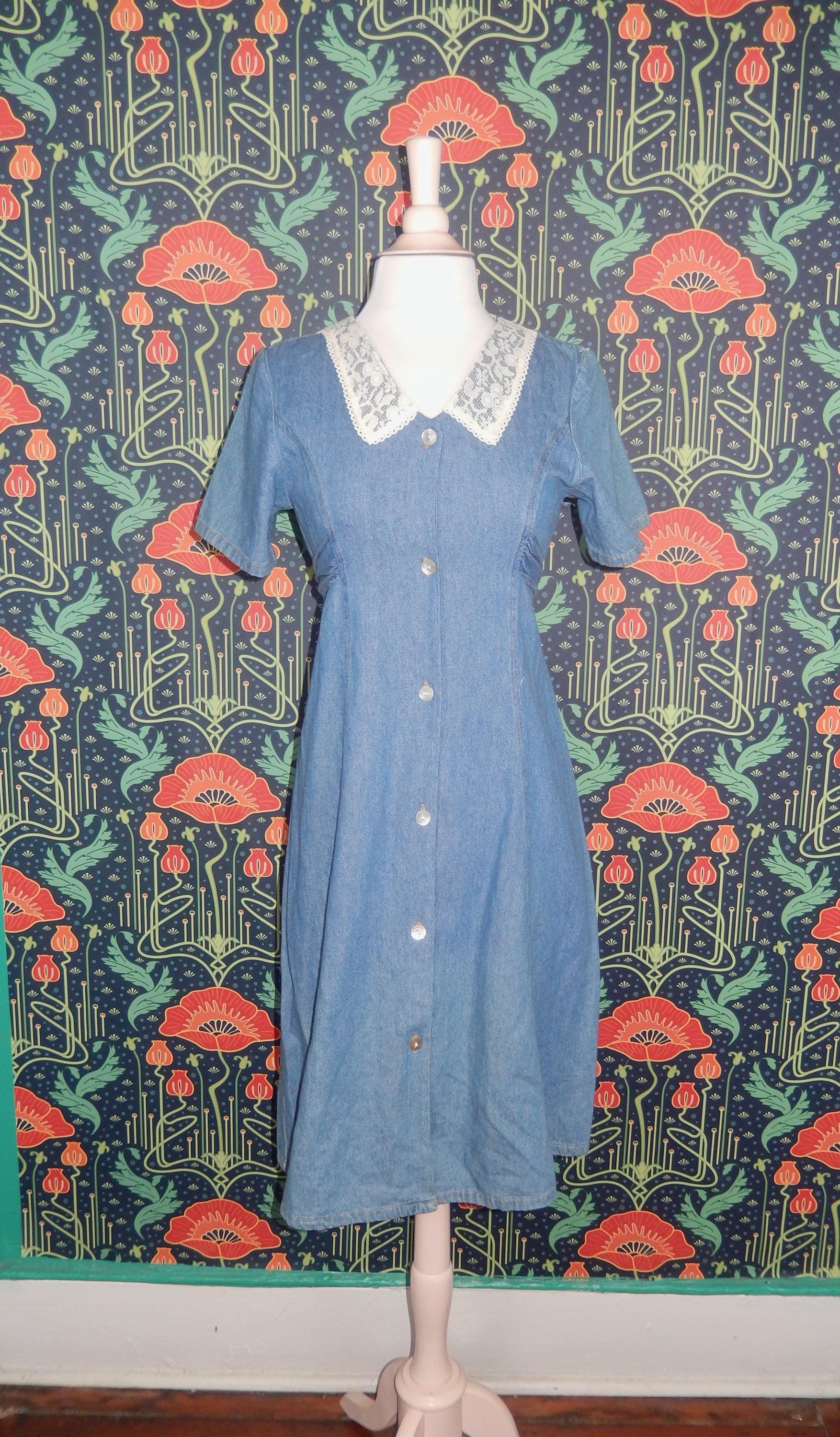 princess polly baby blue dress Denim Teacher Dress