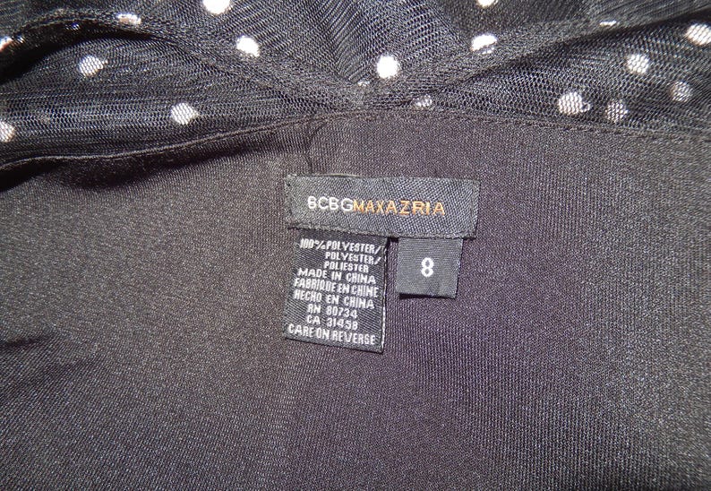 Vintage Y2K Bcbg Max Azria Black Embroidered Mesh Polka Dot Fit Flare Cocktail Dress bild 2