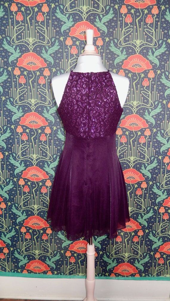 Vintage 90 s Y2K Roberta Purple Shiny Lace High Neck Homecoming Hoco Skater Grunge Short Party Dress Etsy
