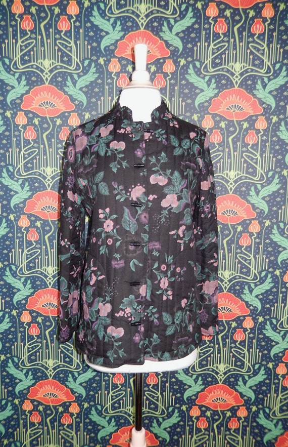 Vintage 70's 80's By George Black Pink Floral Boho