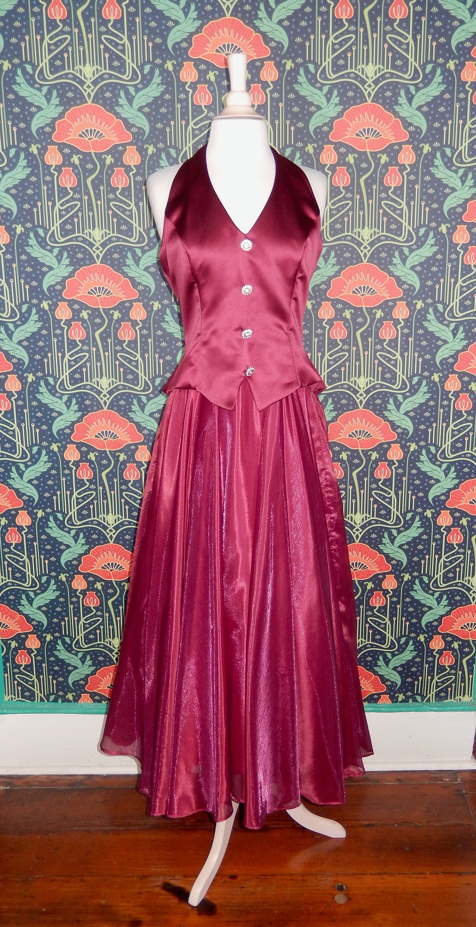 90s Prom Dress Burgundy - Etsy