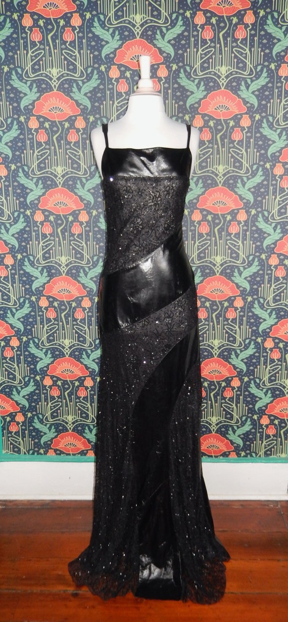 Vintage 90's Y2K Genny Versace Black Beaded Sequin