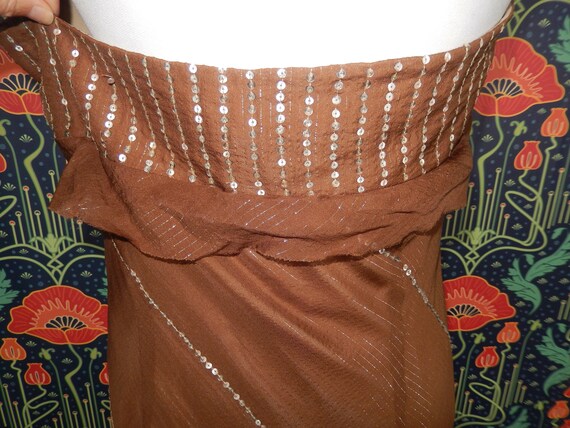 Vintage 90's Y2K Brown Silver Sequin Boho Whimsig… - image 5