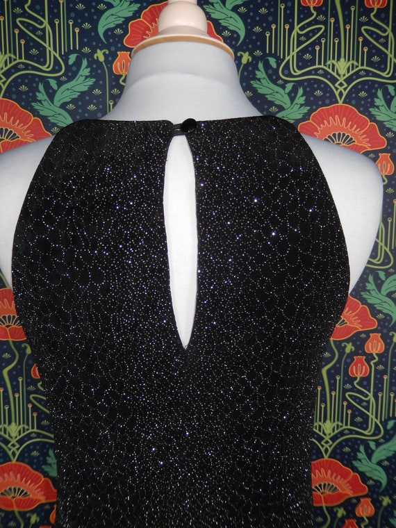 Vintage 90's Y2K Black Slinky Knit Silver Glitter… - image 3