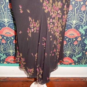 Vintage 90's Y2K Coquette Femme Flirty Whimsigoth Black Floral Silk