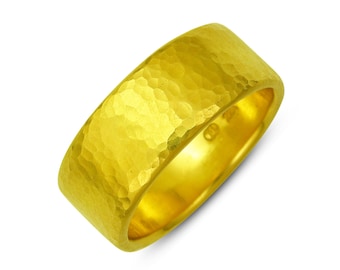 22k gold hammered band using 100 percent gold MADE TO ORDER