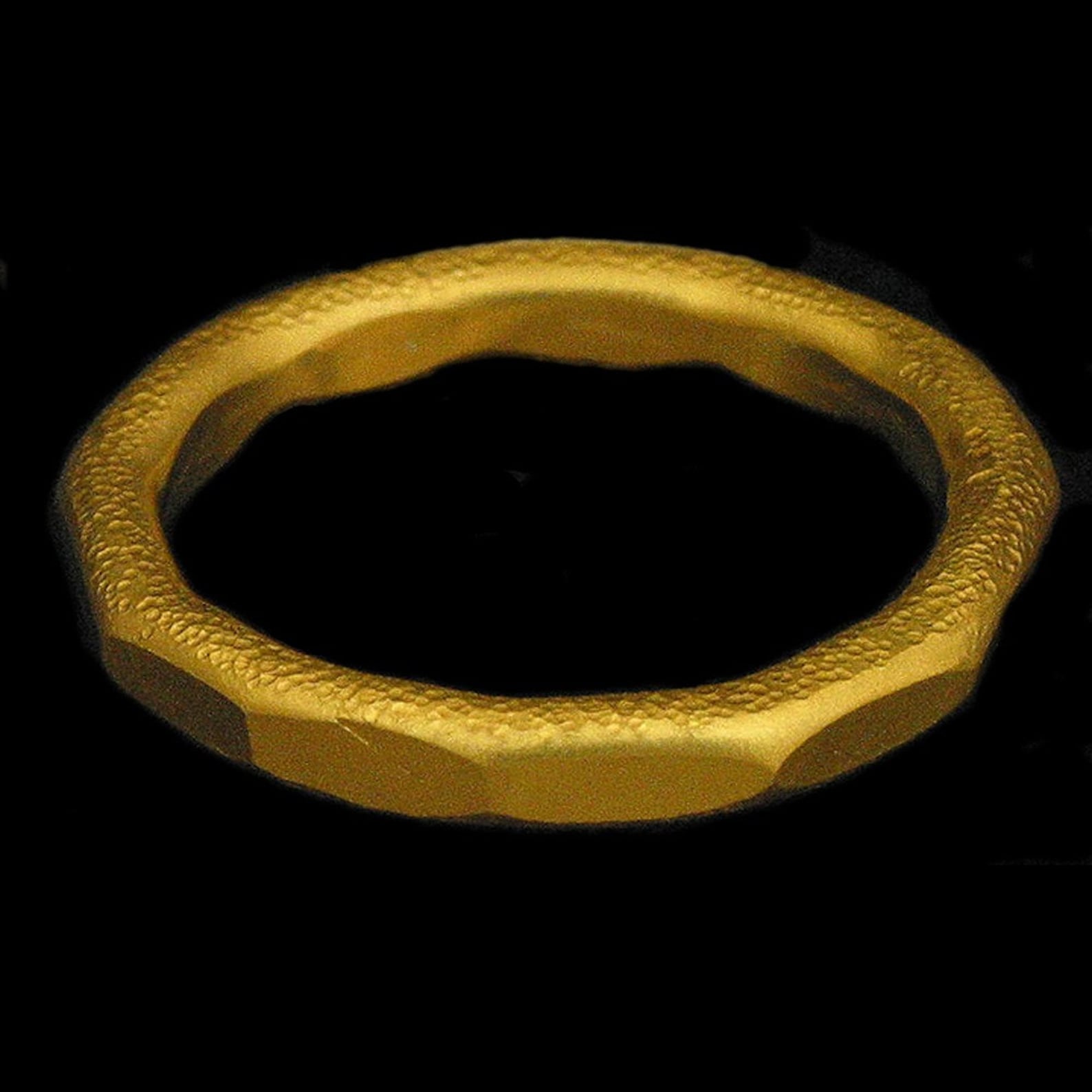 22k Gold Hammered Faceted Men's Ring MADE TO ORDER Using 100 Percent