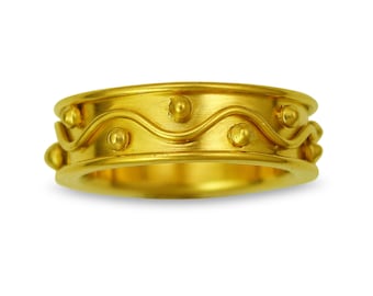 22k gold Wave and Dot Band MADE TO ORDER using 100 percent recycled gold