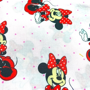 Minnie  Mouse pink with dots cotton   fabric-bty