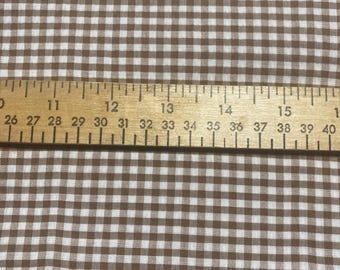 Brown gingham check  seersucker textured  cotton - bthy