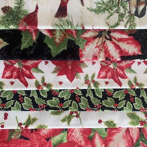 Kardinaal rode vogels vakantie botanische quilt katoenweefsel-6 fq = 1 & 1/2 werf