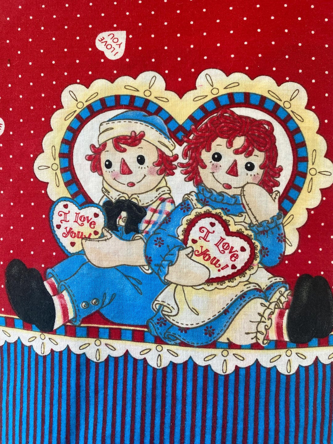 Raggedy Ann Andy Daisy Kingdom Simon Says With Blue Border Cotton