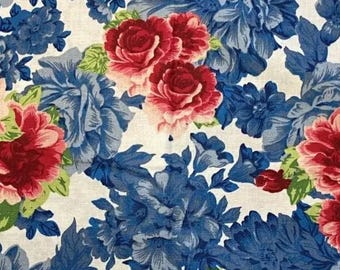 Pioneer Woman red blue heritage  floral  fabric-  bthy