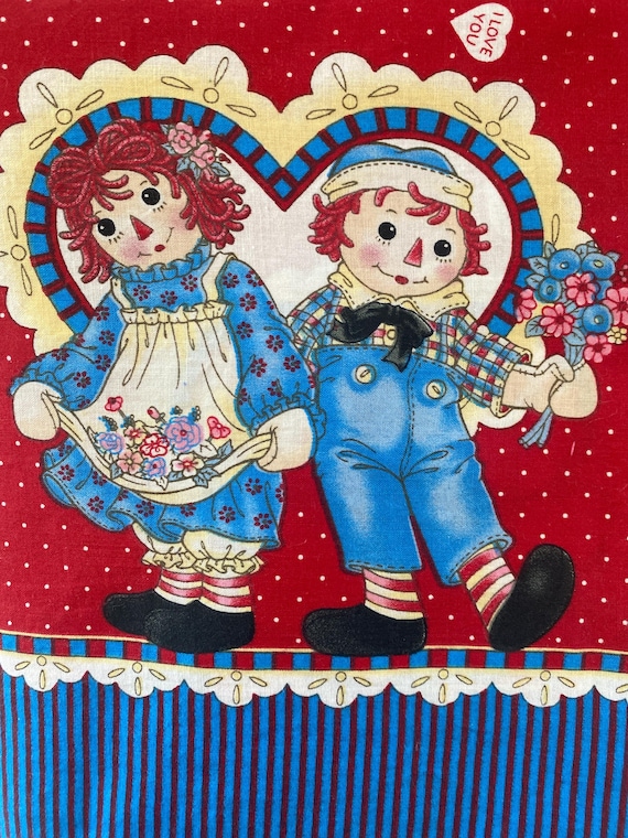Raggedy Ann Andy Daisy Kingdom Simon Says With Blue Border Cotton