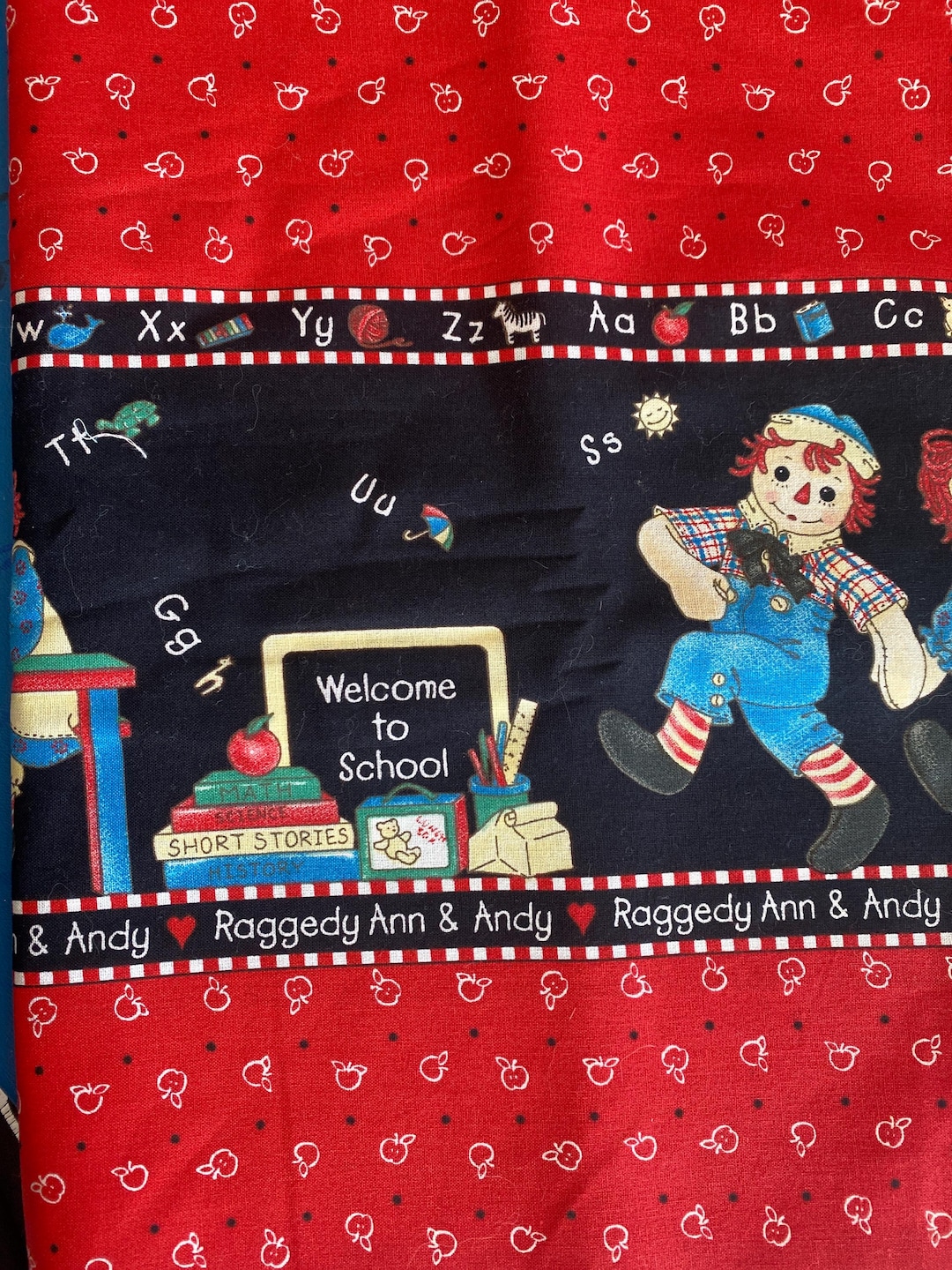 Raggedy Ann & Andy Cotton Fabric - Daisy Kingdom Back to School Border ...