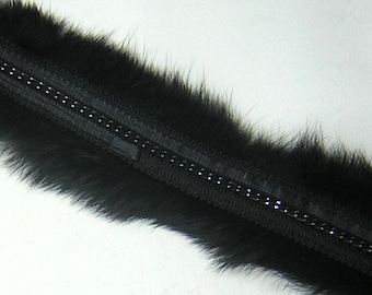 Luxurious Dyed Black Rabbit FirTrim~2 3/4 in wide~Cosplay, Apparel or Craft!