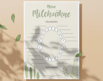 Baby Teeth Calendar | My Baby Teeth | Baby Teeth Set for First Teeth & Wobbly Teeth | Green Design | Digital Download as PDF