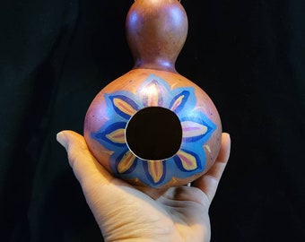 Birdhouse Gourd. Handcrafted carved and painted. Great accent piece for inside or out.
