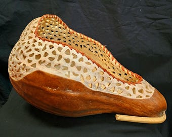 Filigree Hand Carved Gourd Basket