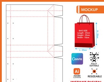 Paper Bag Layout | Bag Template | Kraft Paper SVG | Customizable Bag Die Line | Printable Paper Bag Design | Easy Bag Layout File Download