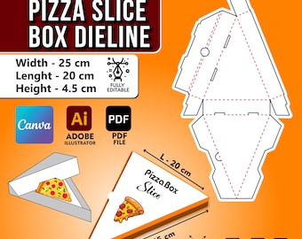 Pizza Slice Box Template | Custom Pizza Box Dieline | Printable Pizza Slice Cutout | Takeaway Packaging SVG | Food Box Layout PDF, Eps, Ai