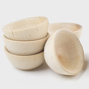 5 Small Wooden Bowls - Round Wood Bowl - Pinch Pot - Pinch Bowl - Salt Cellar - Ring Bowl - Great for Chef Gift or Rustic Wedding Favors