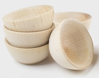 5 Small Wooden Bowls - Round Wood Bowl - Pinch Pot - Pinch Bowl - Salt Cellar - Ring Bowl - Great for Chef Gift or Rustic Wedding Favors