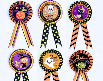 Halloween Costume Contest Prize Ribbons and Voting Slip Customizable Printables -- DIGITAL -- Awards for Scariest, Custest, Best Costume